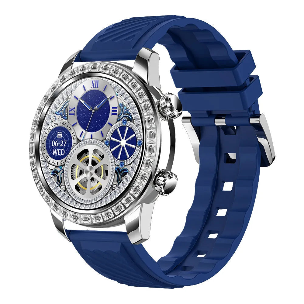 Z83 Max full diamond disc smart watch with TFT screen, touch button, Bluetooth calling, and wireless charger in black, blue, orange, or ivory white