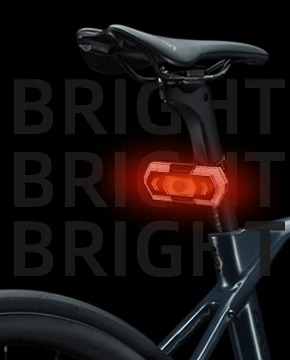 Black wireless remote control motorcycle turn signal taillight with USB charging port.