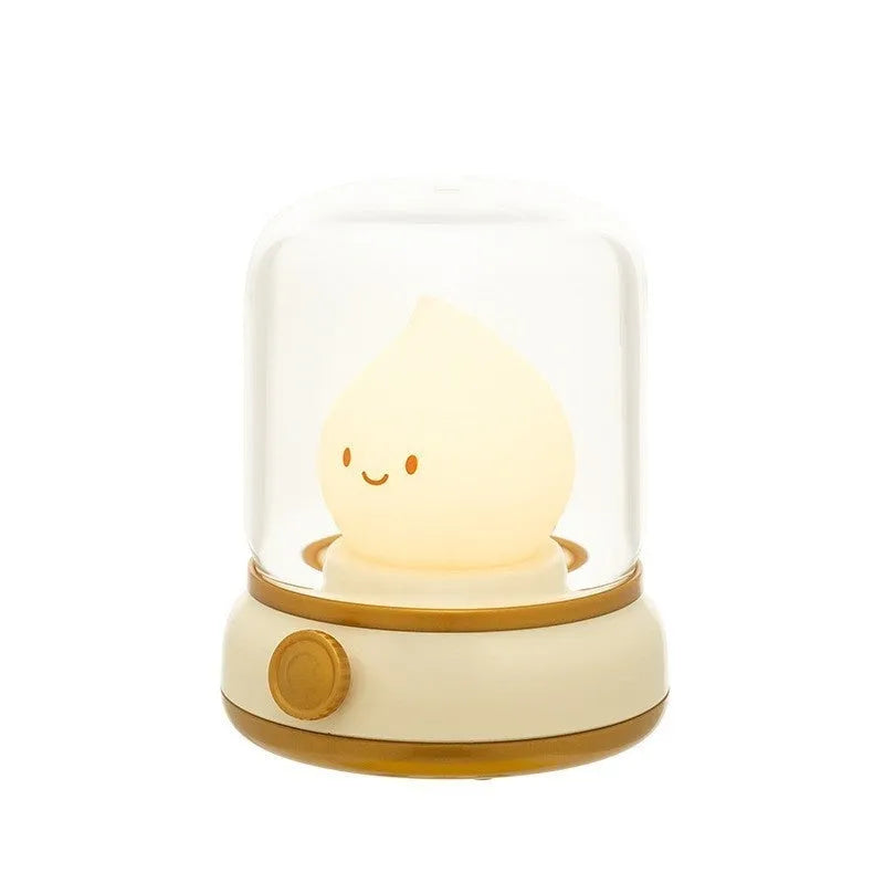 Retro oil lamp style USB rechargeable night light in green or yellow colour options
