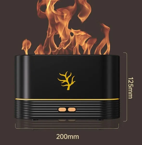 Square white USB aroma diffuser with flame effect LED lighting and humidifier function