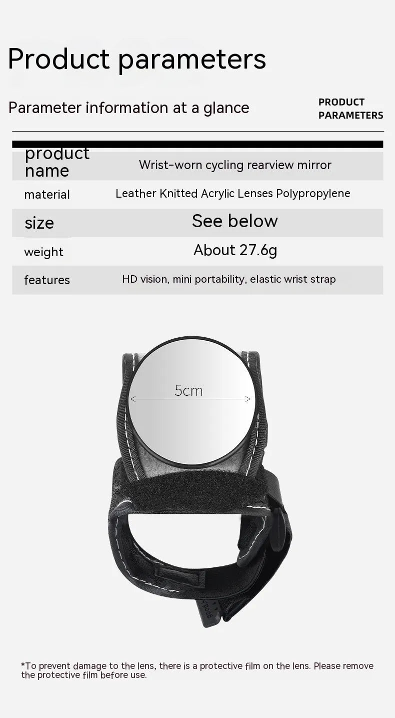 Black nylon bicycle rear-view mirror mounted on handlebars