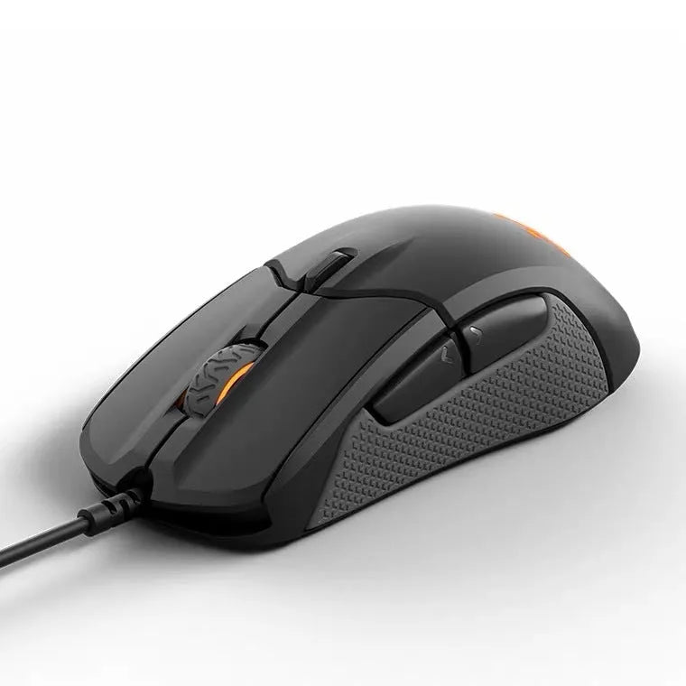 Black wired mechanical gaming mouse with ergonomic design USB interface