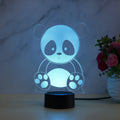 Panda night light with acrylic panel and ABS base showing multi-colour LED illumination.