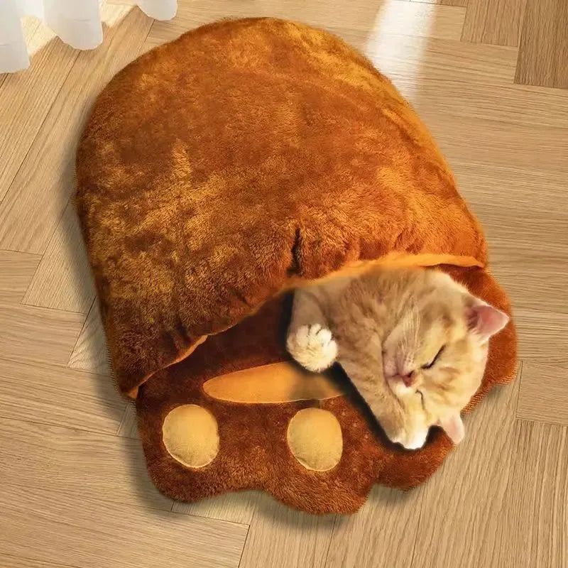 Thickened semi-enclosed dog and cat sleeping bag, cold proof winter pet bed, washable, sizes 35x45cm 50x70cm 60x80cm.