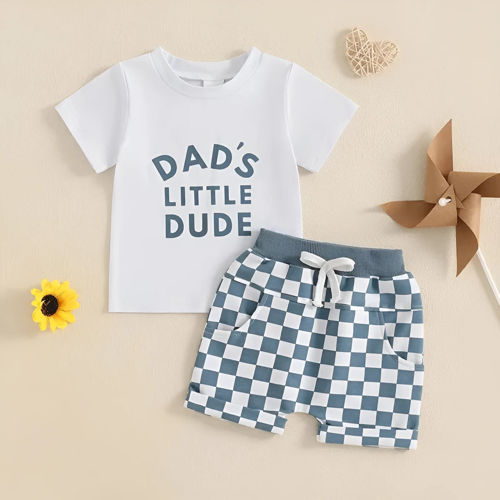 Children's casual letter printed short sleeved set in cotton blend, apricot colour, blouse and pants