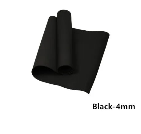 Red EVA fitness yoga mat with rolled black mat beside it, showing thickness options of 4mm and 6mm.