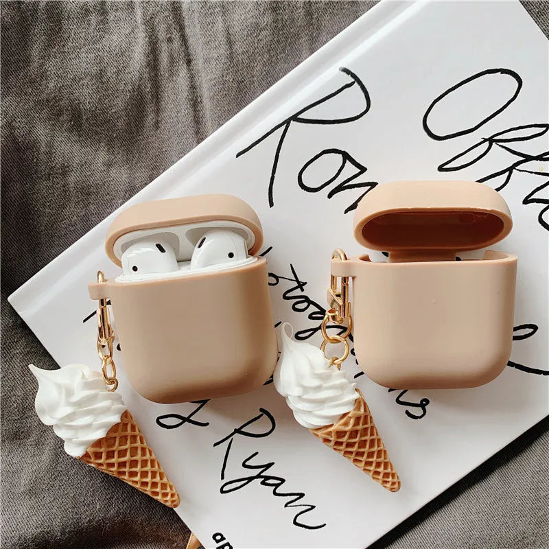 Silicone protective case for Apple AirPods 2 featuring a cylinder ice cream design.