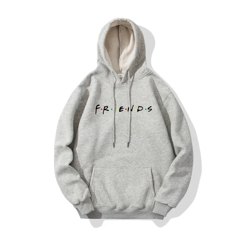 Letter printed plush hoodie in black available in sizes S to 3XL