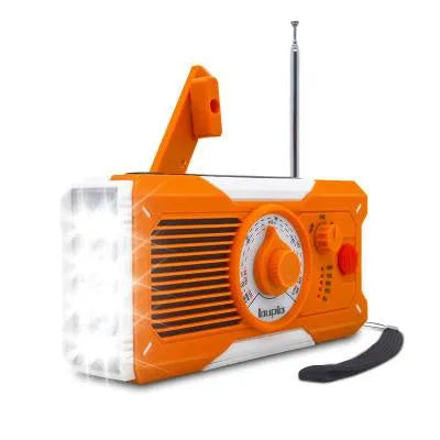 Orange ABS multifunctional emergency hand radio with reading light and flashlight display