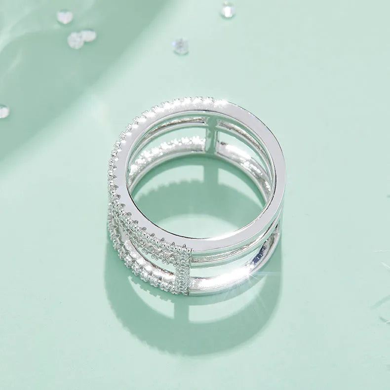 Moissanite wedding ring S925 silver platinum-plated with diamond pen test