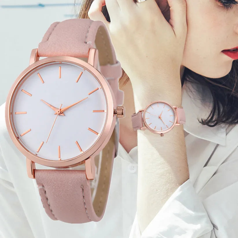 35.5mm square quartz watch with PU leather strap in various colours including grey, peppermint green, and scale patterns