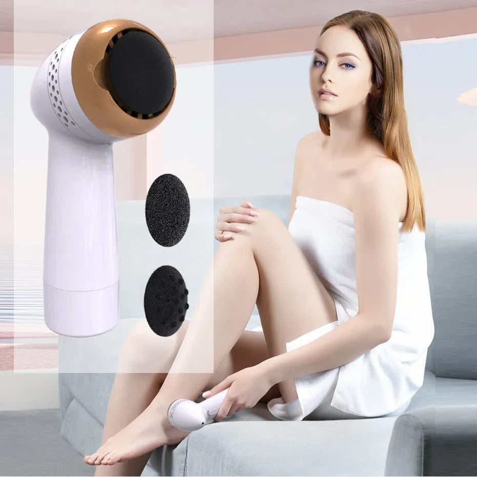 Electric vacuum foot grinder with quartz grinding head in gold, pink, or white colour options