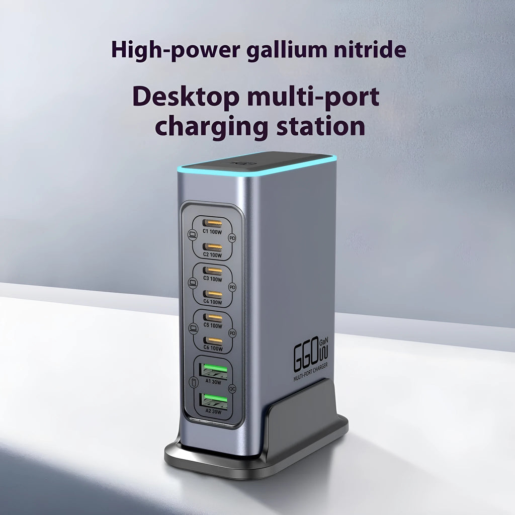 660W GaN desktop multi-port fast charger with UK plug and USB-C port.