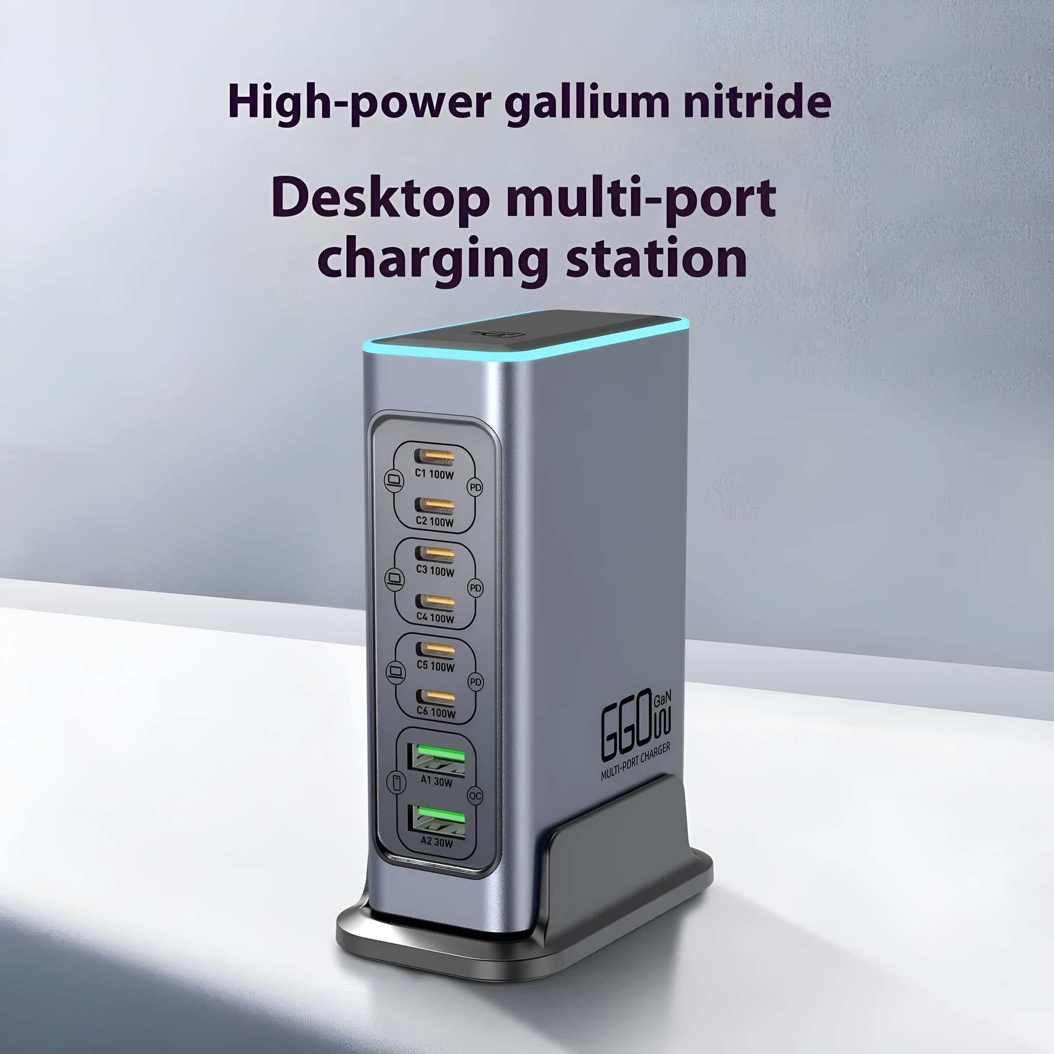 660W GaN desktop multi-port fast charger with UK plug and USB-C port.