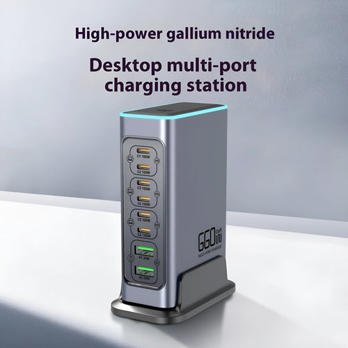 660W GaN desktop multi-port fast charger with UK plug and USB-C port.