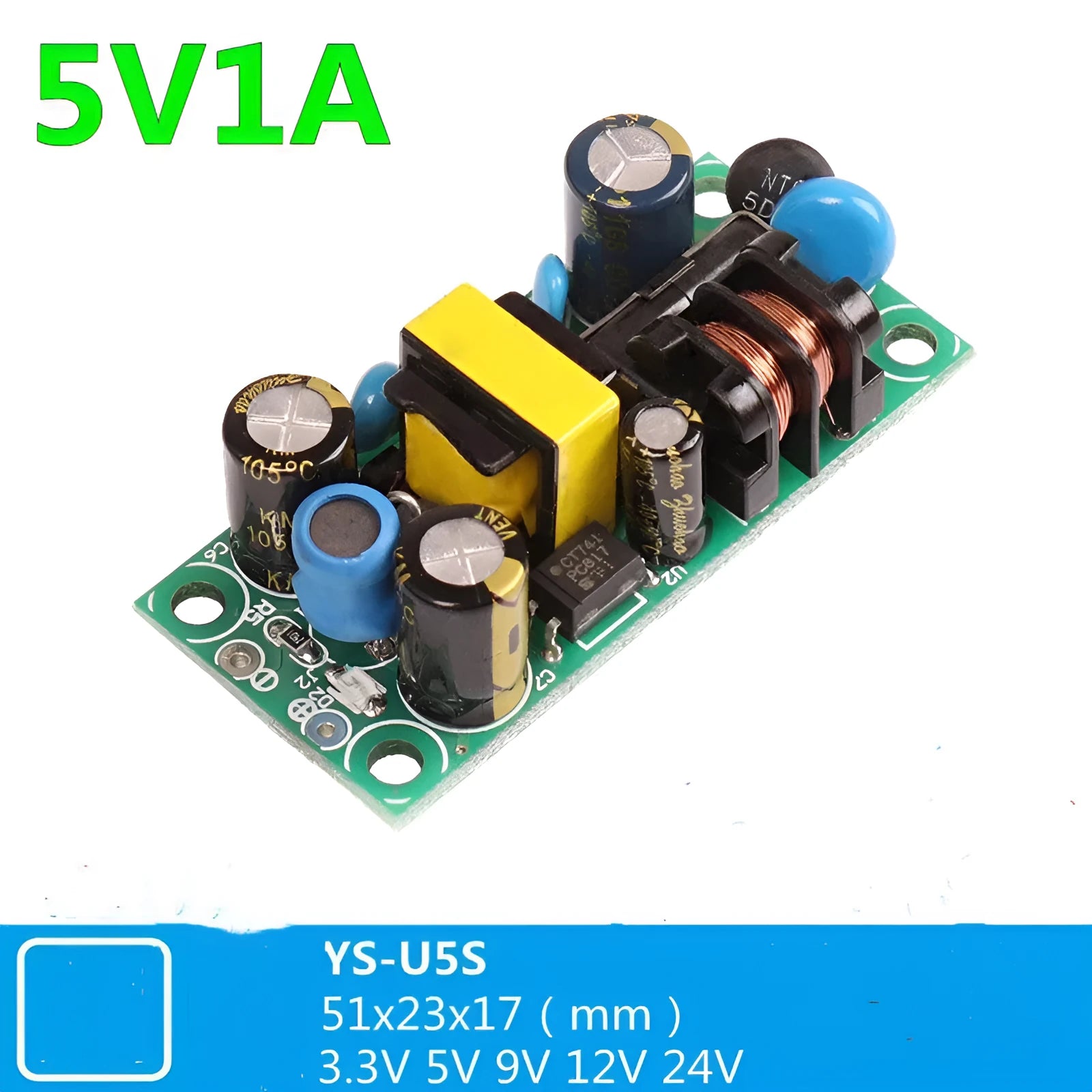 YS-U5S switching power board module with metal chassis and electronic components