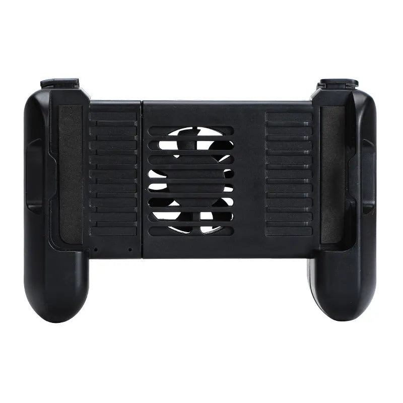 Black Bluetooth mobile game controller for iPhone with cooling function.