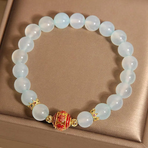 Blue agate crystal bracelet for women with flange colour balls in Japanese-Korean style