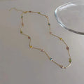Square colour geometric clavicle chain necklace in gold finish with artificial crystal details