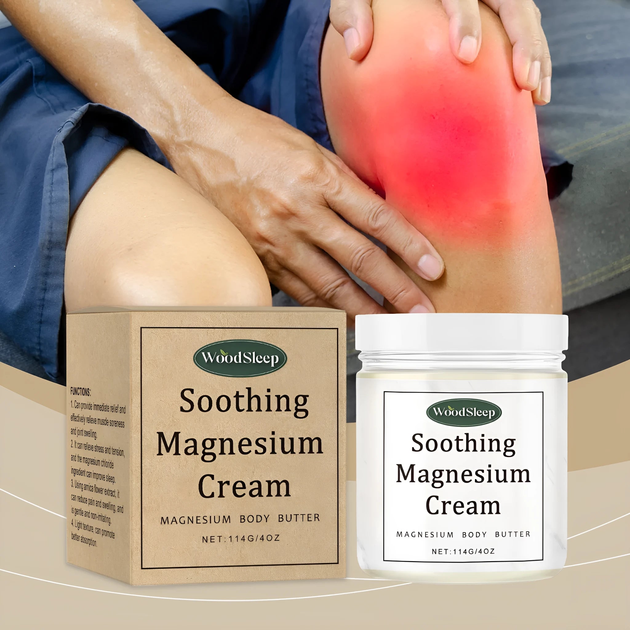 114g magnesium cream tub for body care after exercise with glycerin and mineral oil formulation