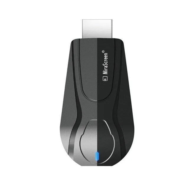Black wireless screen player device with HDMI port for phone and laptop mirroring