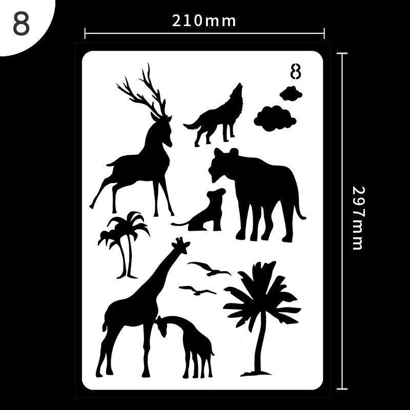 White plastic drawing stencil kit with reusable templates for art and craft designs