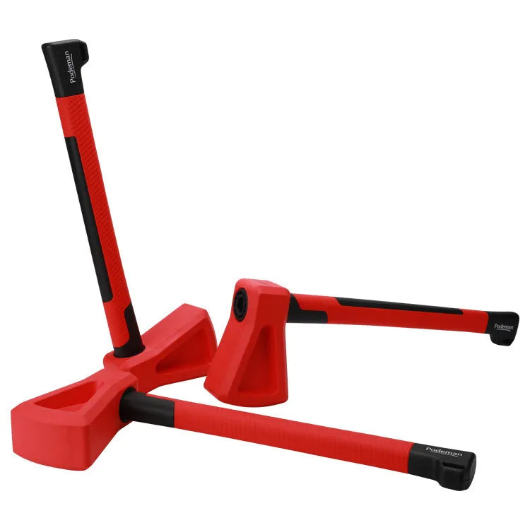 Red plastic fitness axe trainer for muscle strength workouts