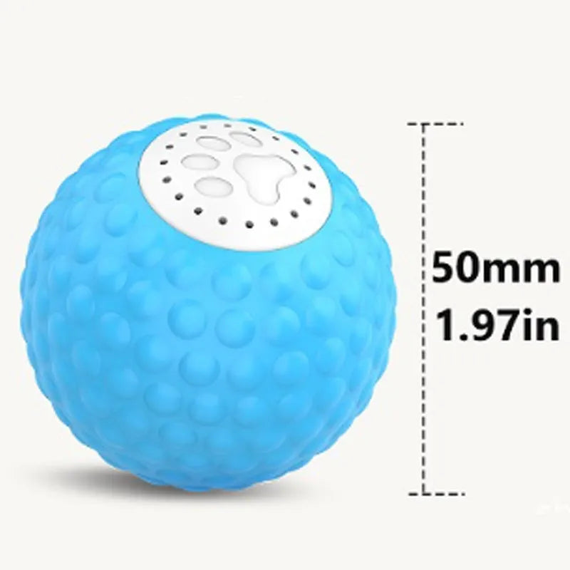 Remote controlled smart cat ball toy with LED lights in blue, green, and yellow colour options