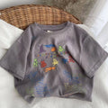 Summer boys and girls short-sleeved cotton T-shirt in Cartoon Gray and White, sizes 80-140cm