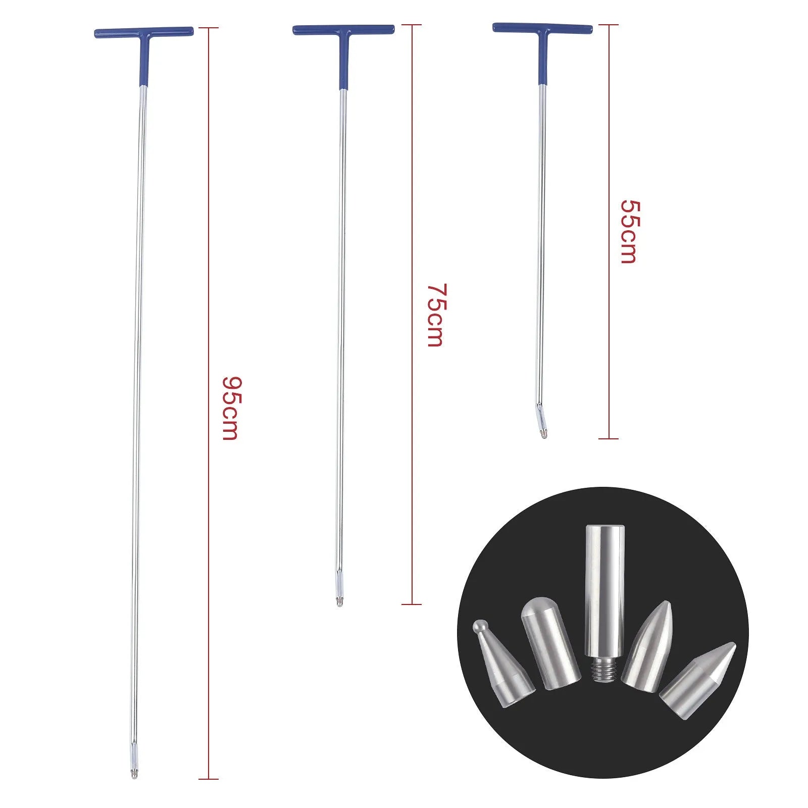 Three alloy steel hook crowbars for car dent repair in a carton pack.