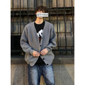 Men's casual V-neck cardigan sweater in army green, loose fit, long sleeve