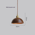 Black walnut and copper single-head droplight chandelier pendant light fixture.