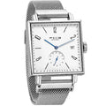 Square automatic mechanical watch with sapphire mirror, brown dial, hollow design showing gears