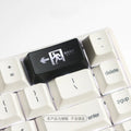 Transparent mechanical keyboard key cap with red evacuation exit symbol for backspace function
