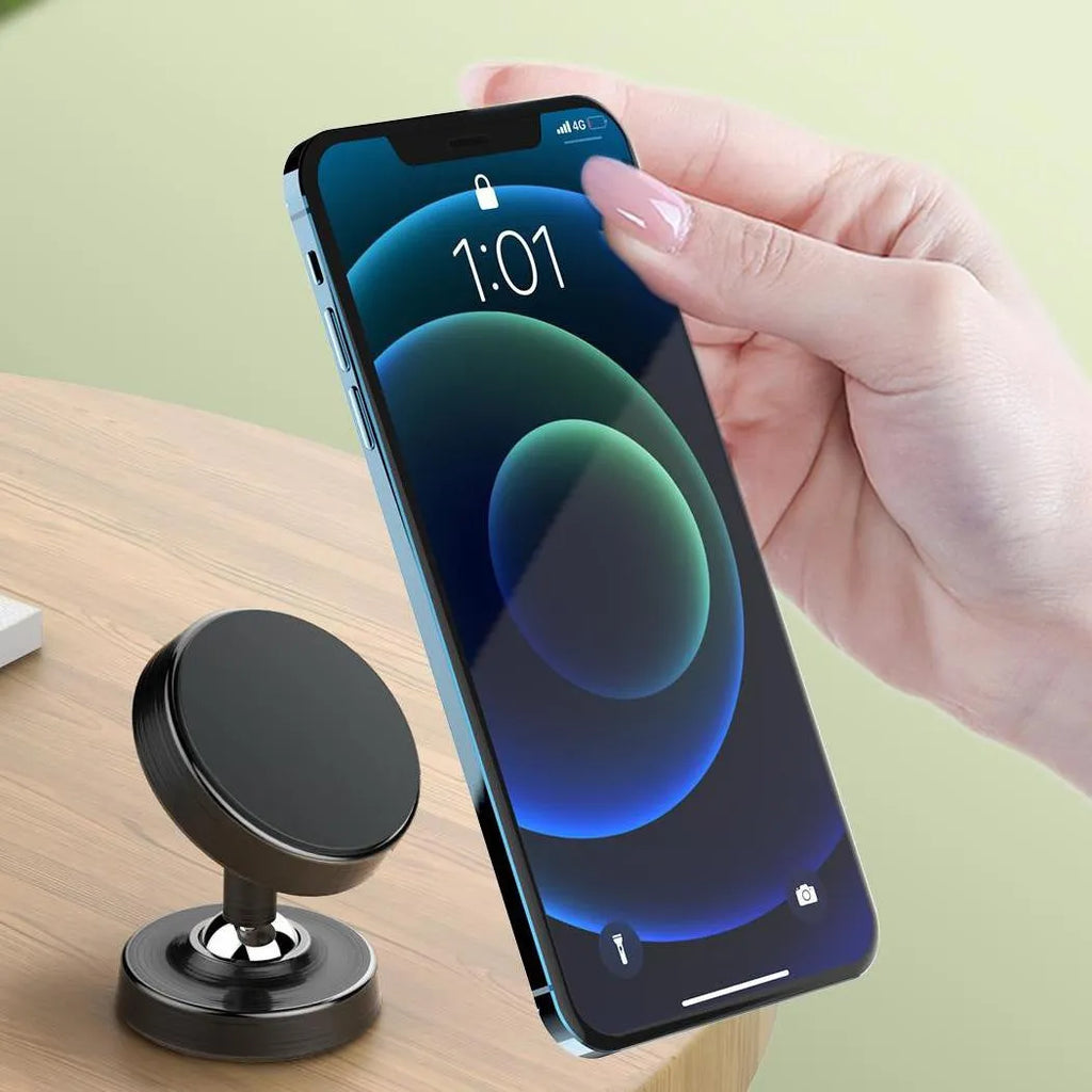 Black MG08 car magnetic phone holder for dashboard with magnetic suction design