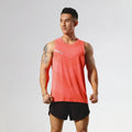 Men's solid colour quick-dry polyester sports tank top for summer outdoor activities.