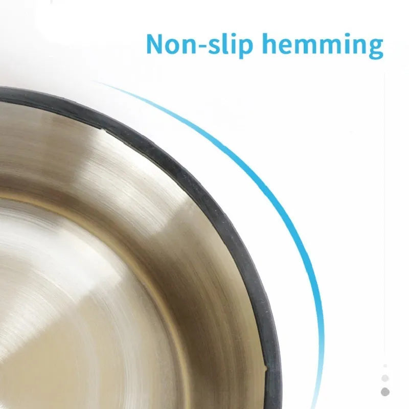 Stainless steel pet bowl with colourful melamine exterior and non-slip rubber base