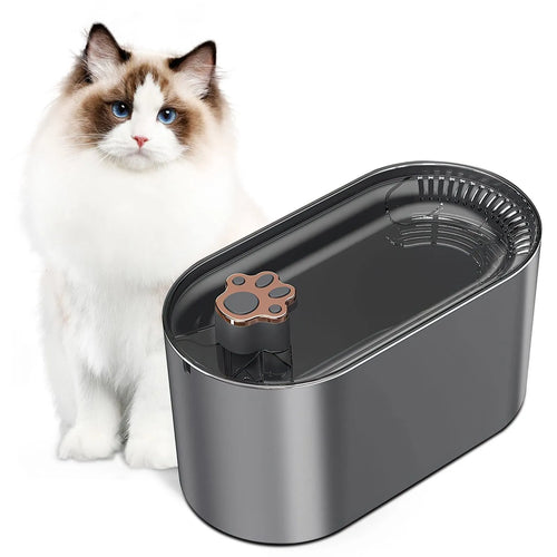 Berlin blue 3L automatic pet water fountain with pump and filter on a floor.