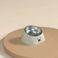 Green tilted stainless steel pet bowl with 15-degree angle for cervical spine protection