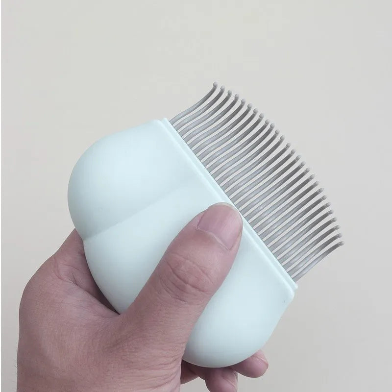 Paw Soft pet deshedding brush in blue, pink, or white with 4-row silicone bristles