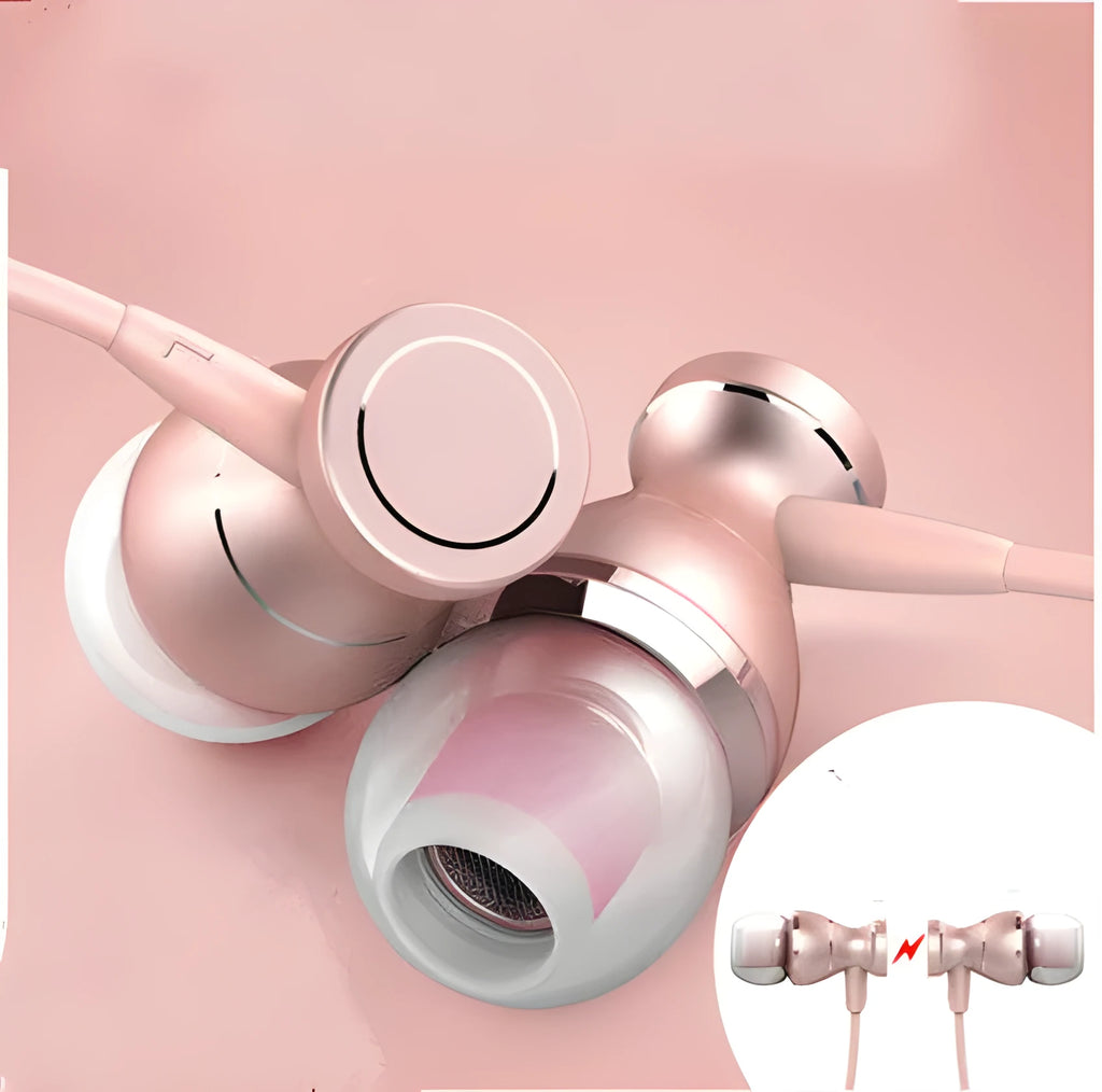 Black, Gold, Rose Gold, and Silver in-ear headphones with a straight 3.5mm plug and 1.2 metre cable.