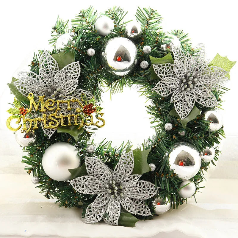 30cm multicoloured plastic Christmas wreath for door and garden decoration