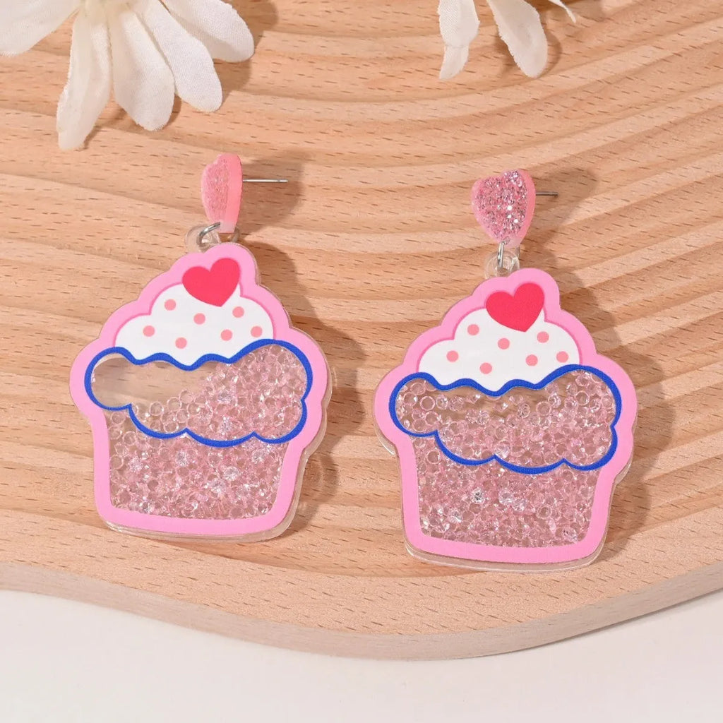 Acrylic fruit and dessert earrings for women with cherry strawberry watermelon pineapple designs