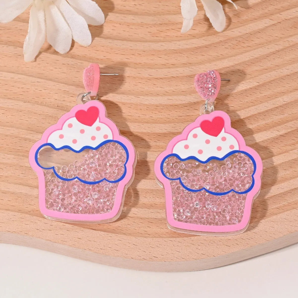 Acrylic fruit and dessert earrings for women with cherry strawberry watermelon pineapple designs