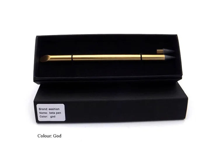 Inkless Metal Pen in silver, gold, rose gold, black, and blue finishes with spare nib and pen bag
