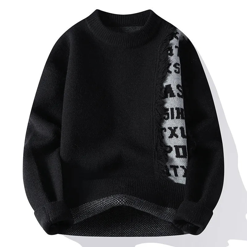 Men's loose fit knitted pullover sweater with ribbed hemline in various colours
