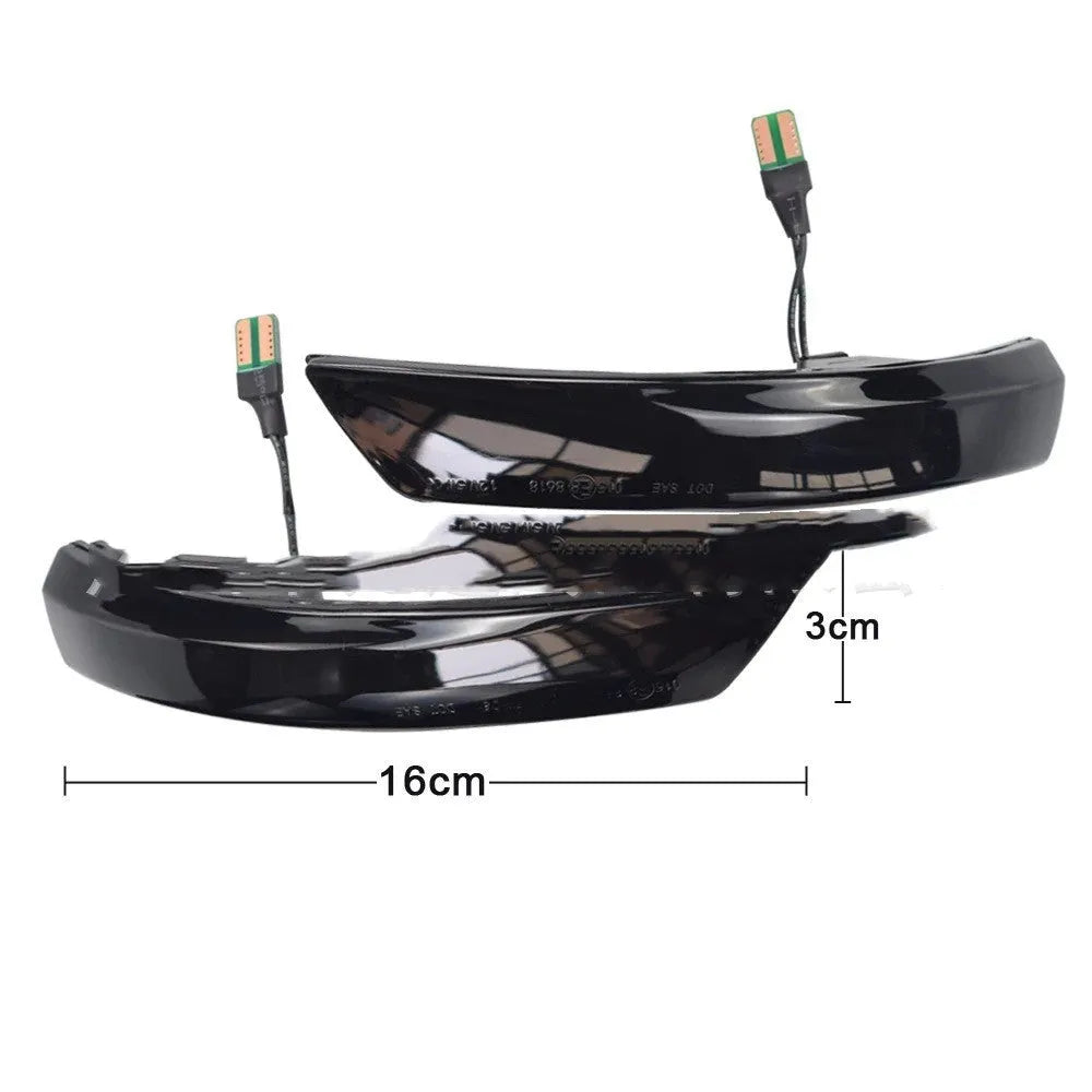 Ford Focus and Mondeo rearview mirror LED waterfall light with blue accent in ABS housing