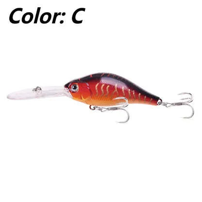 Little Fat Man deep diving minnow fishing lure with long lip, showing colour options.