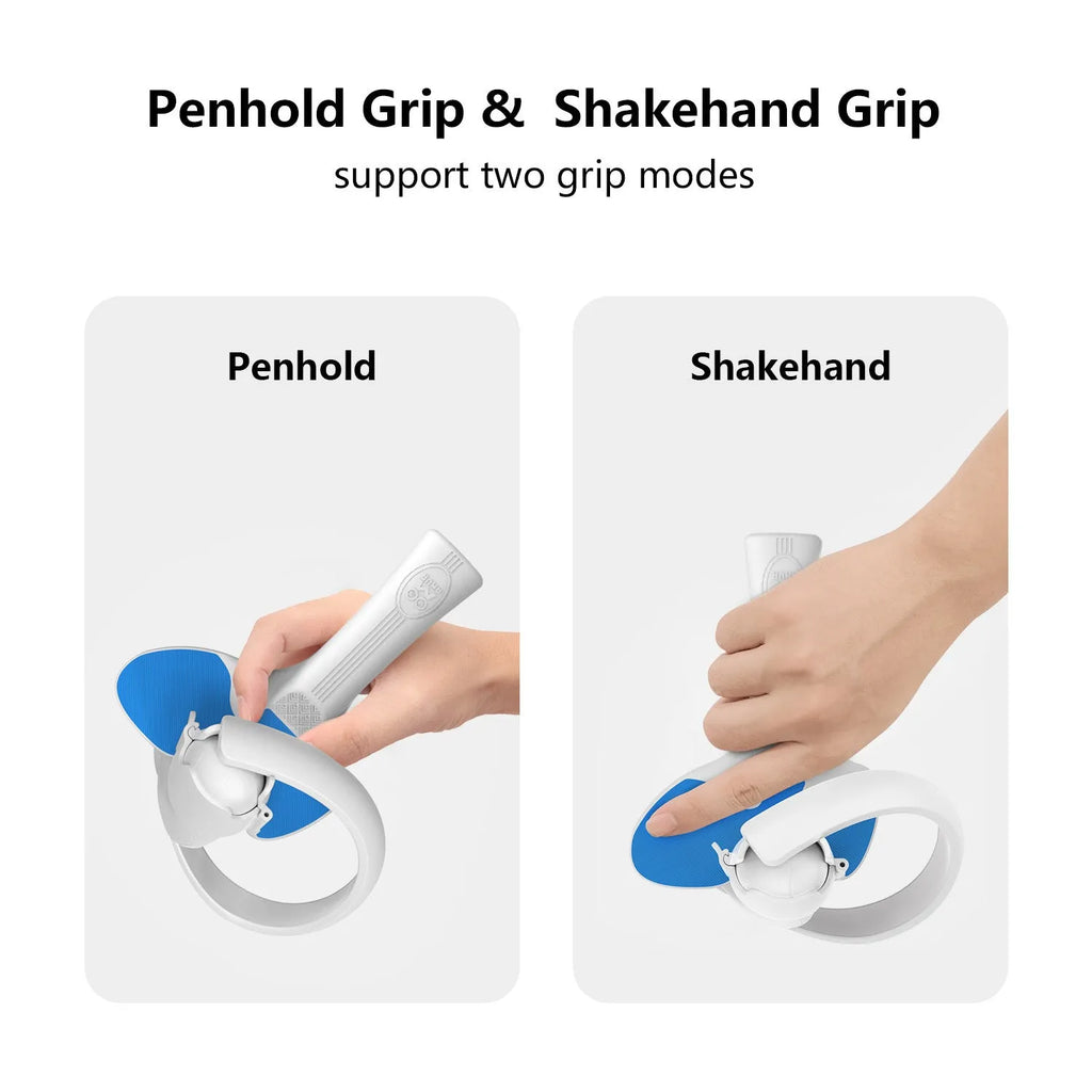 Red and blue silicone plastic table tennis racket grip accessories for Pico 4 VR controllers showing textured surface