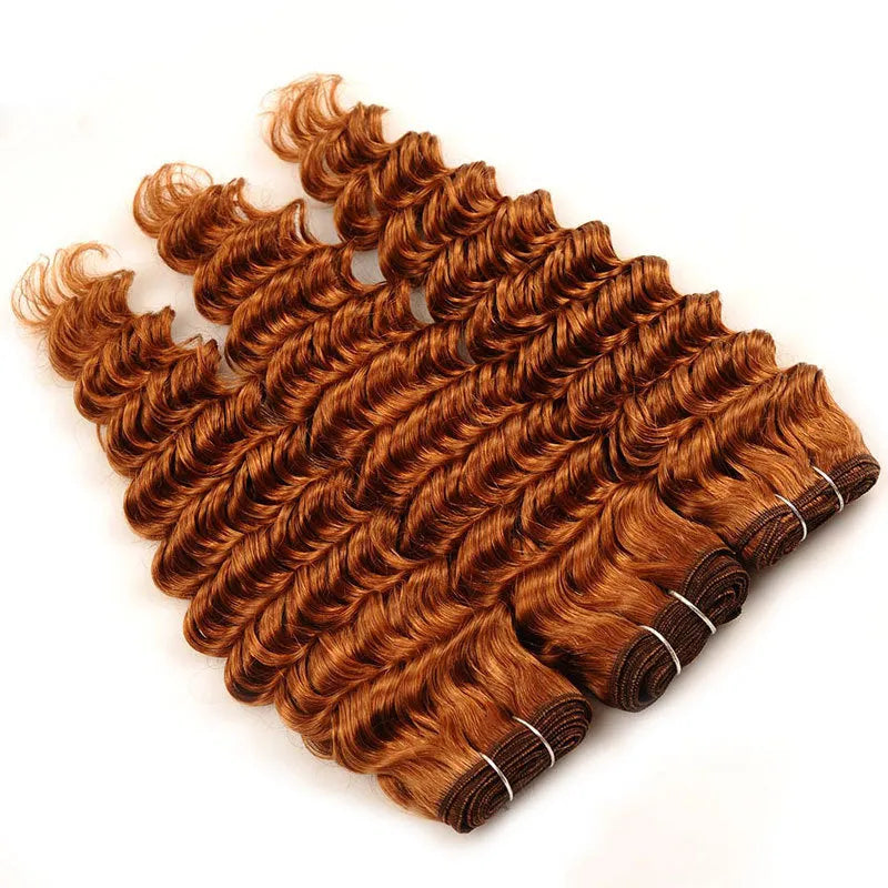 Human hair deep wave brown extensions 100g bulk bundle 8-26 inch length